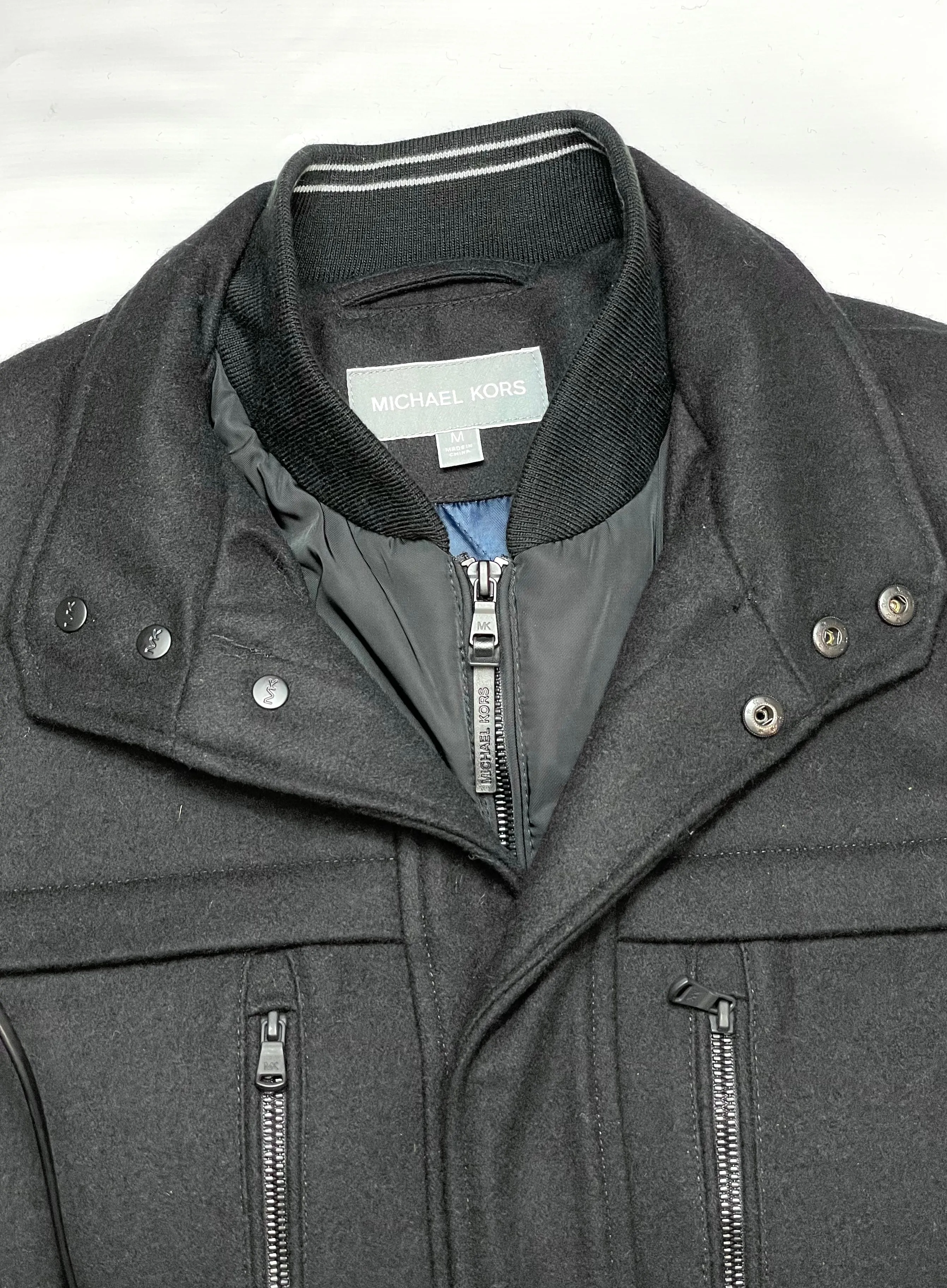 Michael Kors Men's Wool-Blend Pea Coat Jacket in Black M
