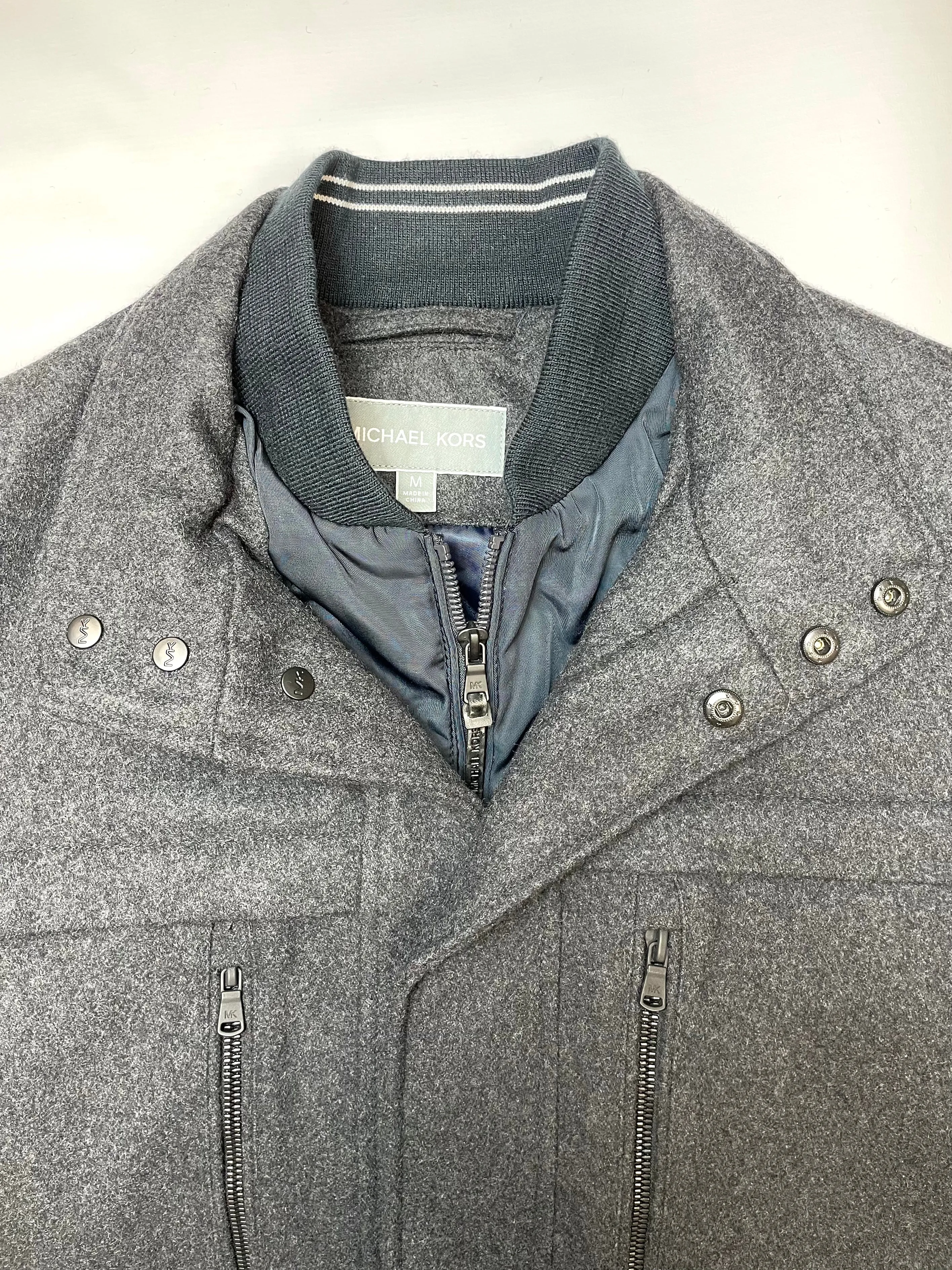 Michael Kors Men's Wool-Blend Pea Coat Jacket in Grey M