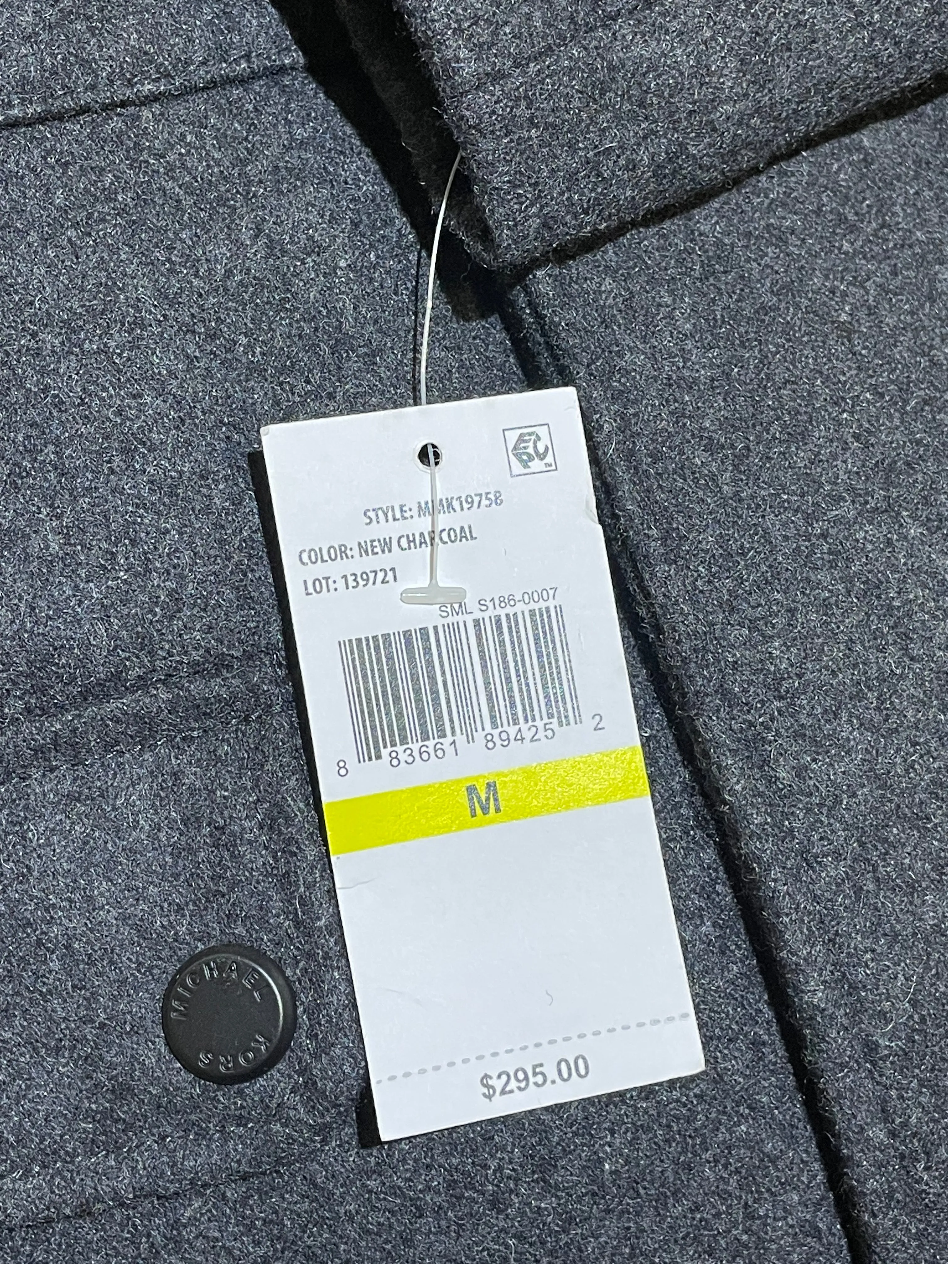 Michael Kors Men's Wool-Blend Pea Coat Jacket in Grey M