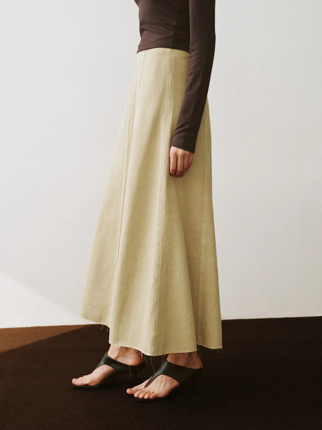 Midi A-Line Denim Skirt