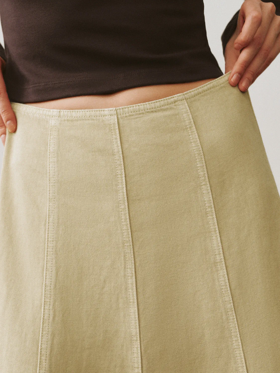 Midi A-Line Denim Skirt