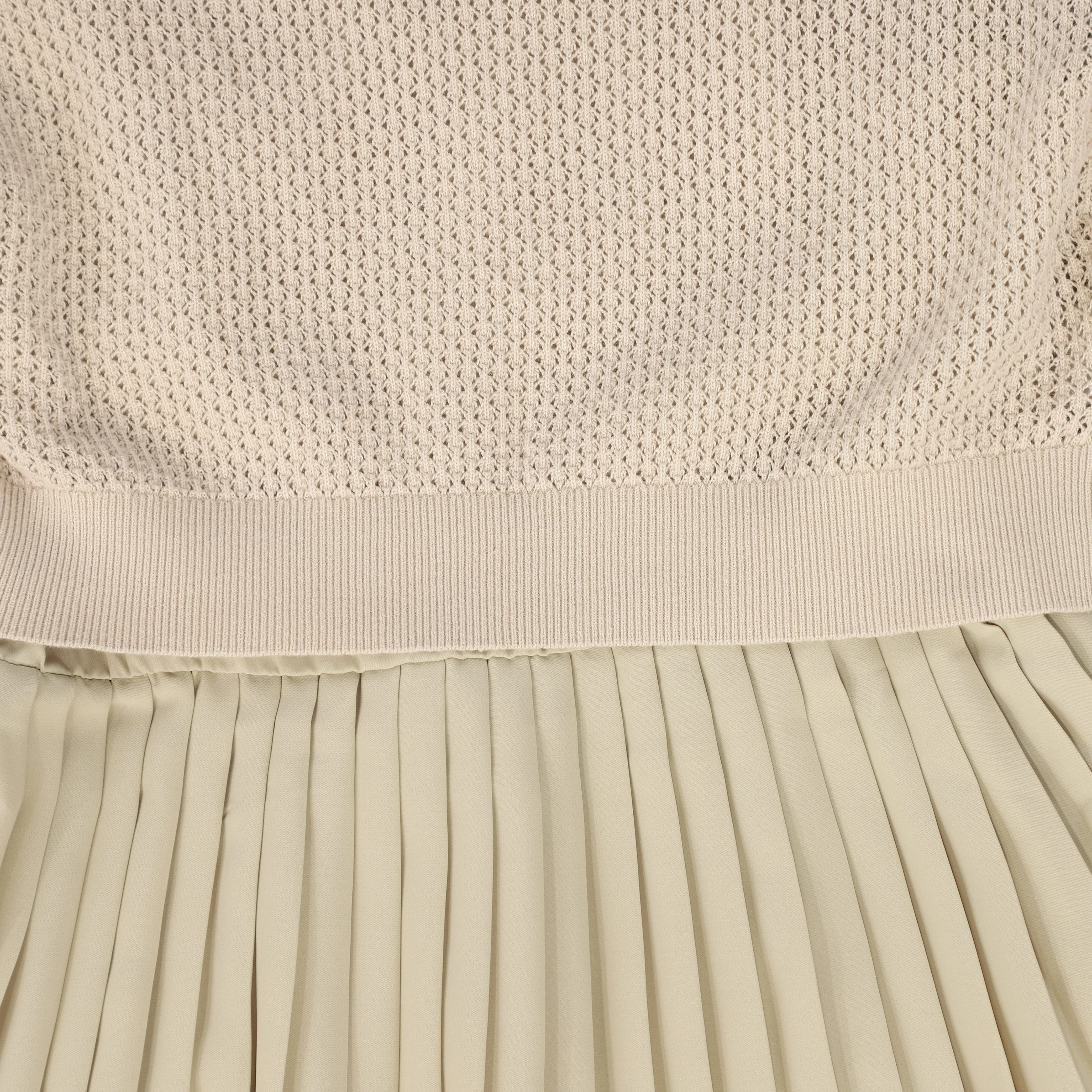 MINIMAL TAUPE PLEATED POINTELLE VEST DRESS [FINAL SALE]