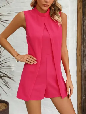 Mock Neck Sleeveless Romper