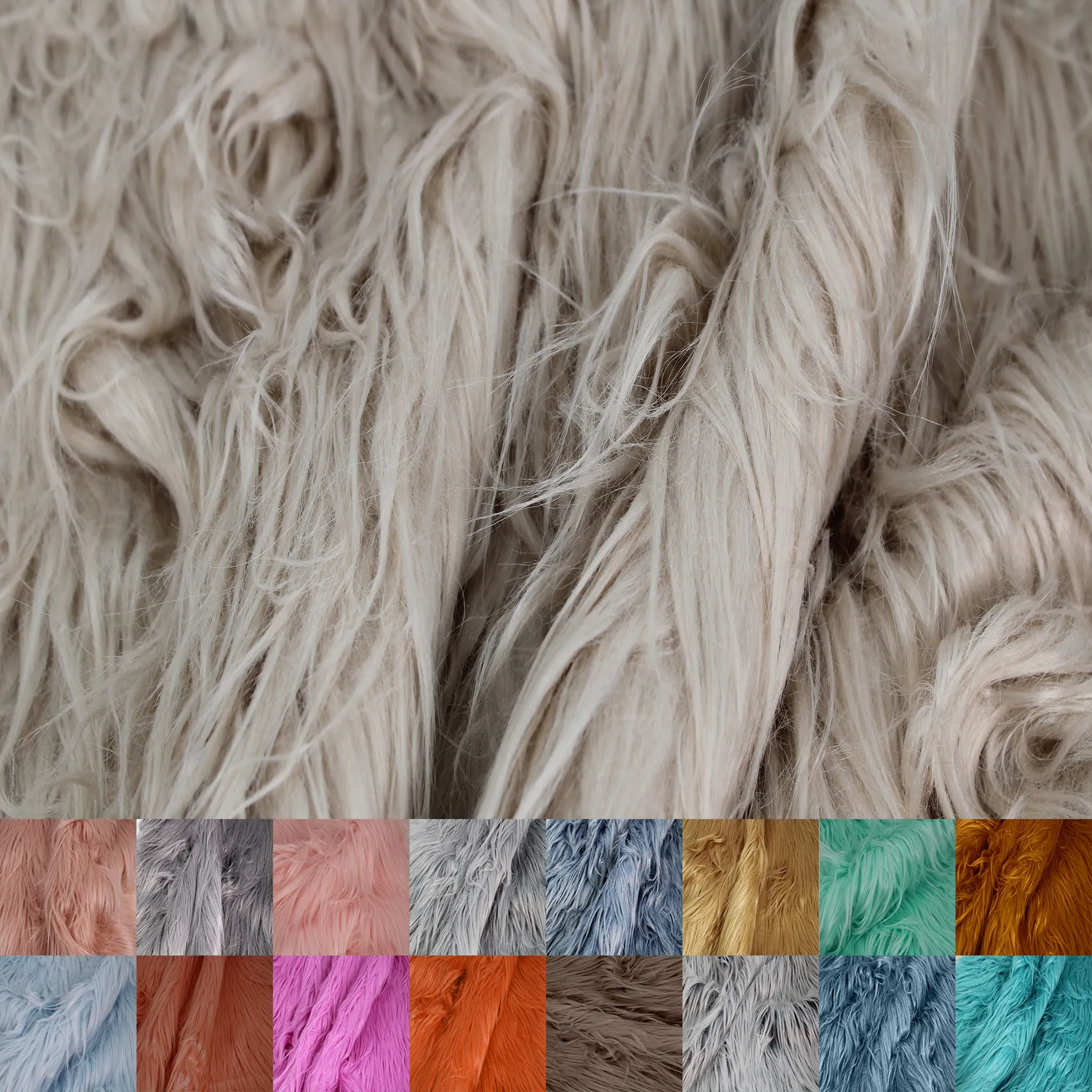 Mongolian Faux Fur-Christmas Fuzzy-Fabric by The Yard-Fluffy, Shaggy Mohair-for Costumes, Plush Toys, Apparel, Clothing, Decoration, and Gnome Beard Miniature (SKU-5000)