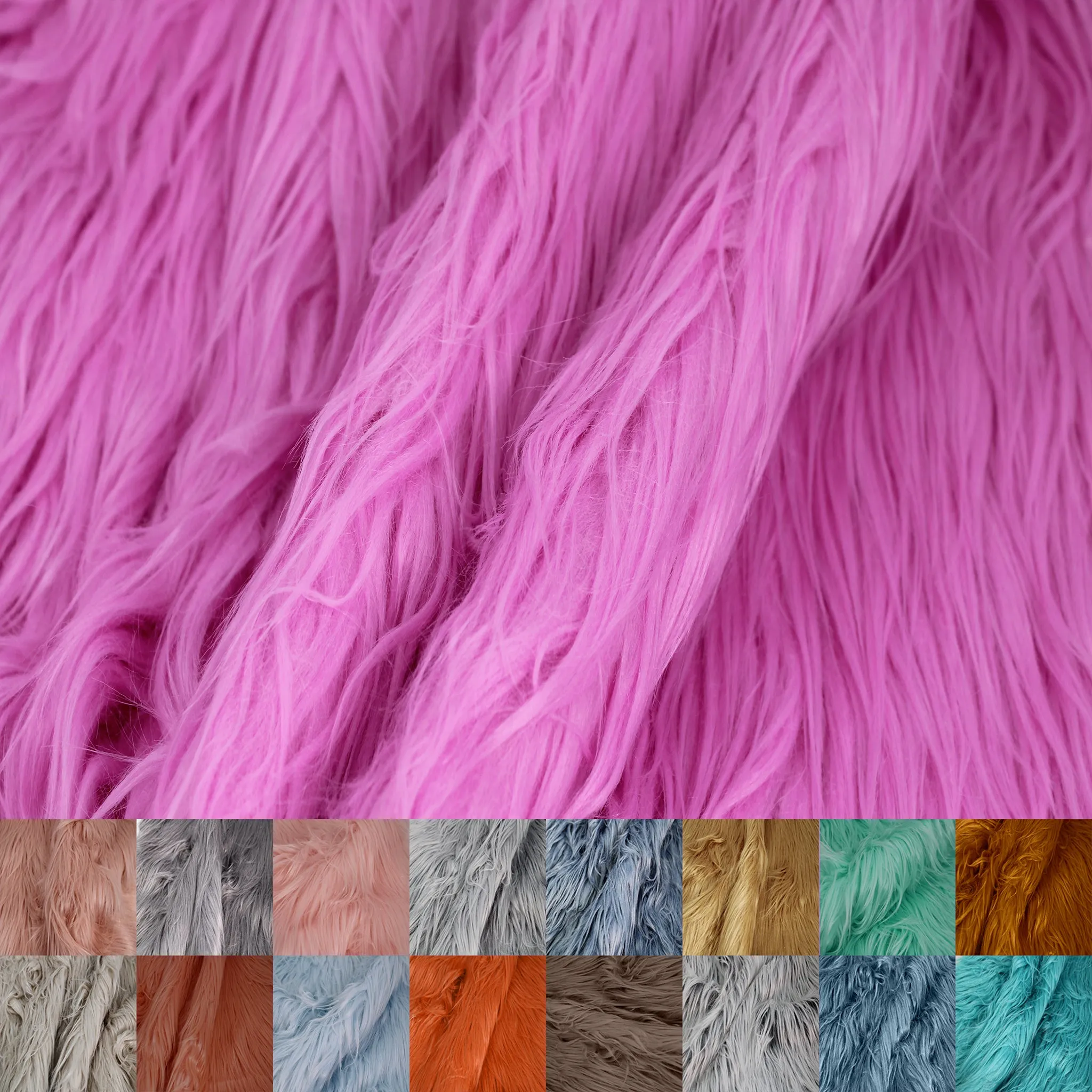 Mongolian Faux Fur-Christmas Fuzzy-Fabric by The Yard-Fluffy, Shaggy Mohair-for Costumes, Plush Toys, Apparel, Clothing, Decoration, and Gnome Beard Miniature (SKU-5000)