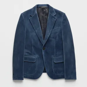 NAVY ASCENT DEERSKIN FLEECE BLAZER