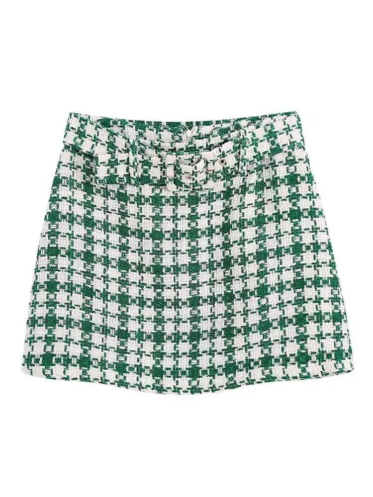 New Elegant Blazers High Waist Skirt Tweed 2 Piece Set CODE: KAR1547