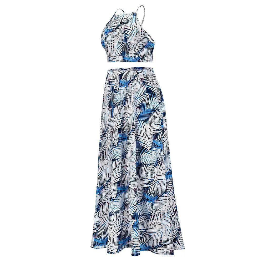 New Women Backless 2 Pcs Long Dresses