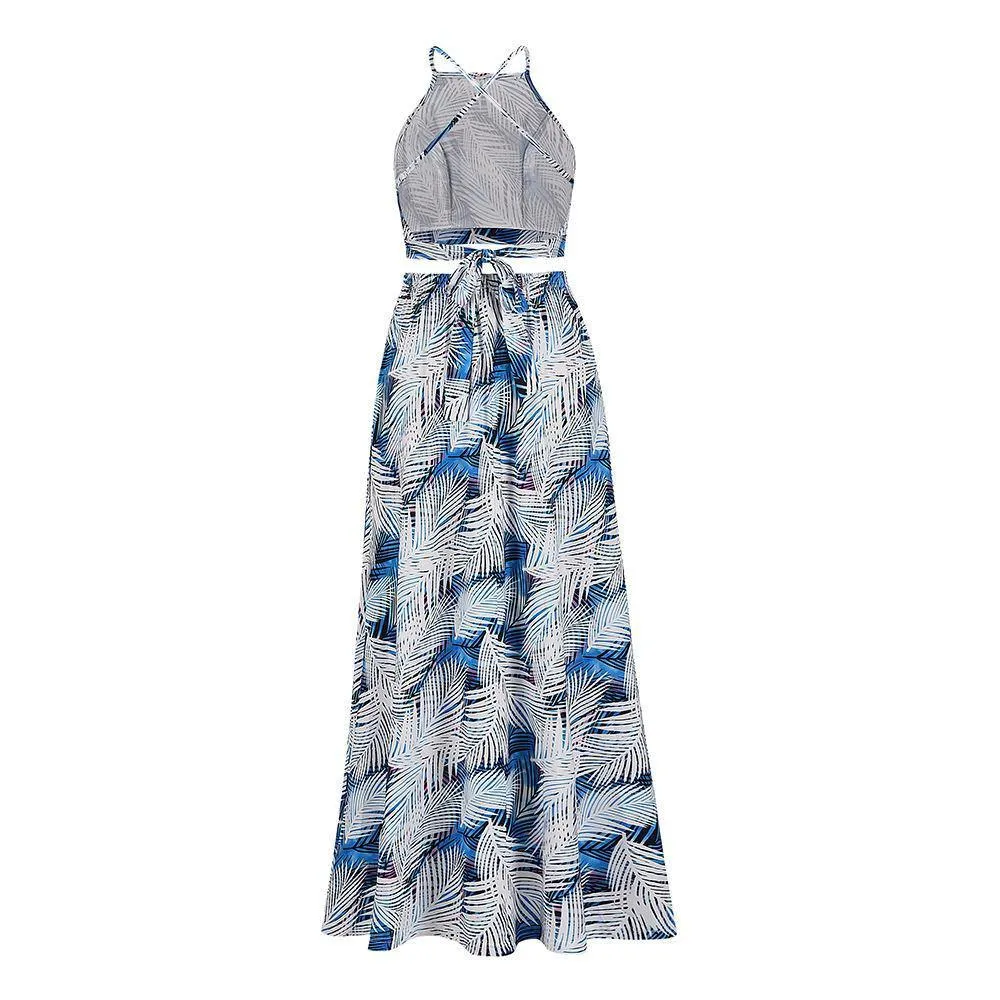 New Women Backless 2 Pcs Long Dresses