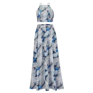 New Women Backless 2 Pcs Long Dresses