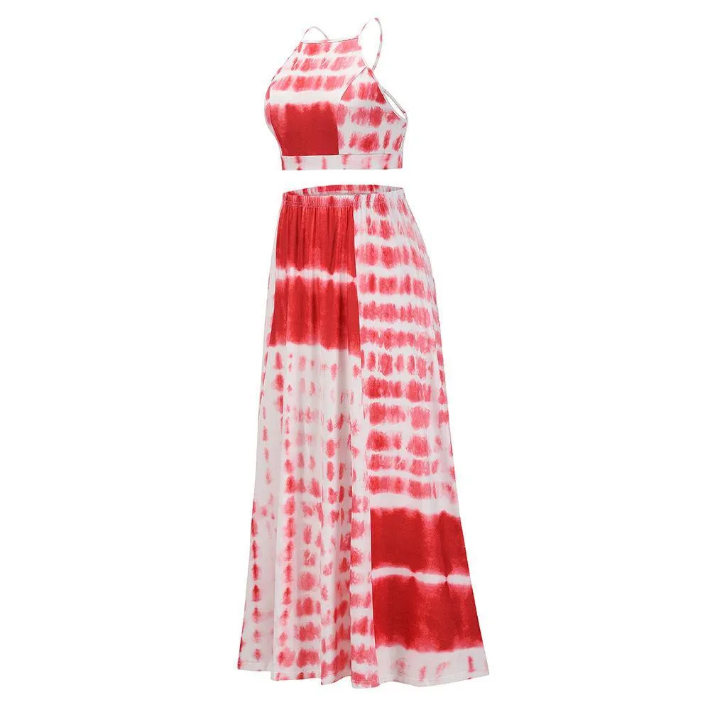 New Women Backless 2 Pcs Long Dresses
