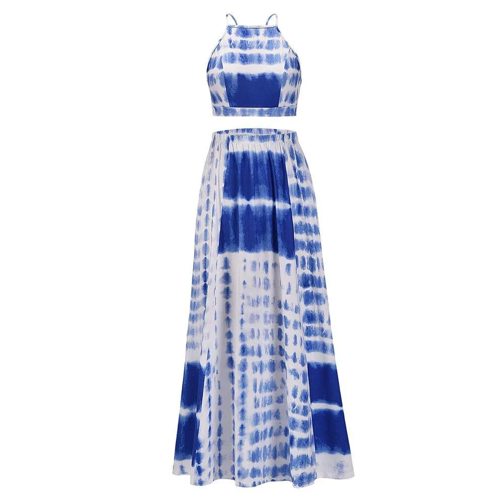 New Women Backless 2 Pcs Long Dresses
