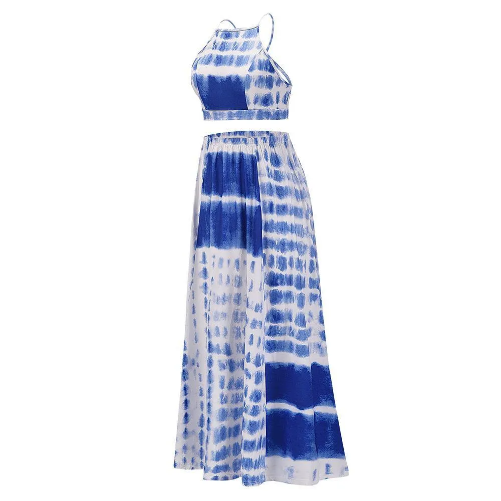 New Women Backless 2 Pcs Long Dresses