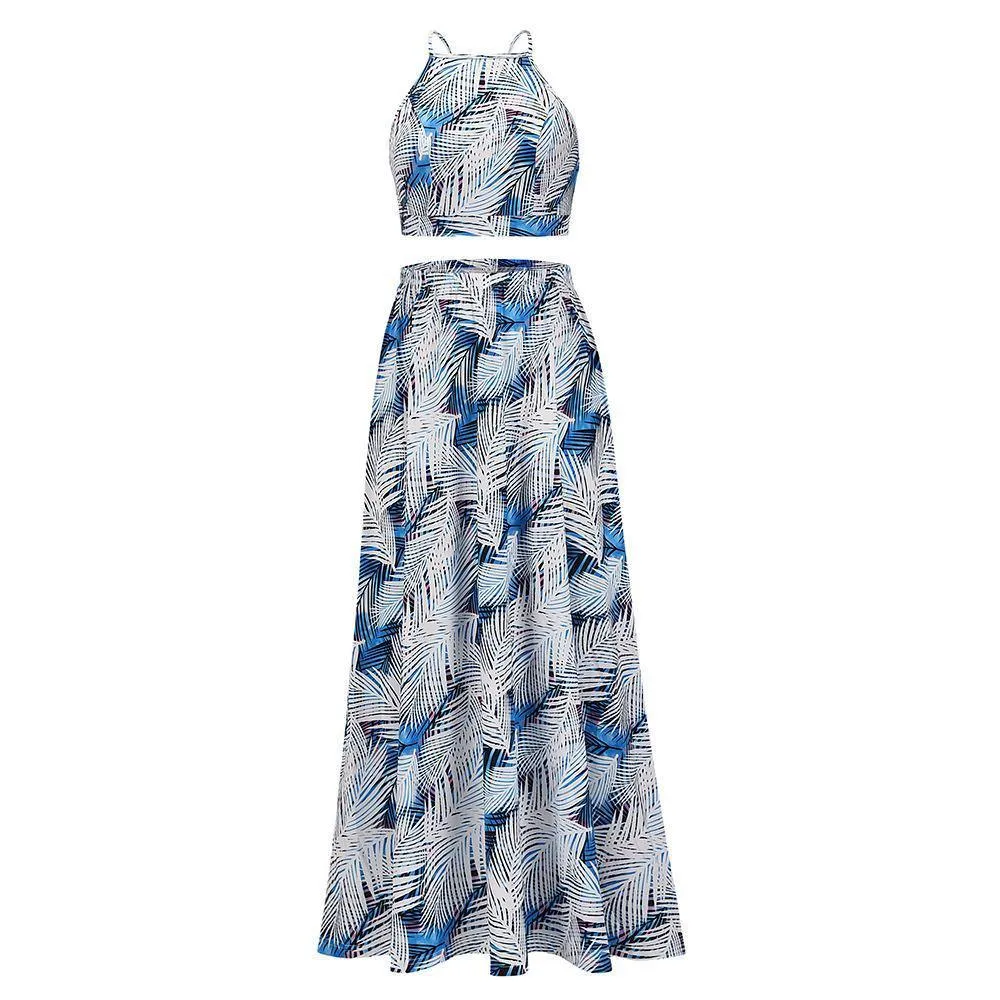 New Women Backless 2 Pcs Long Dresses
