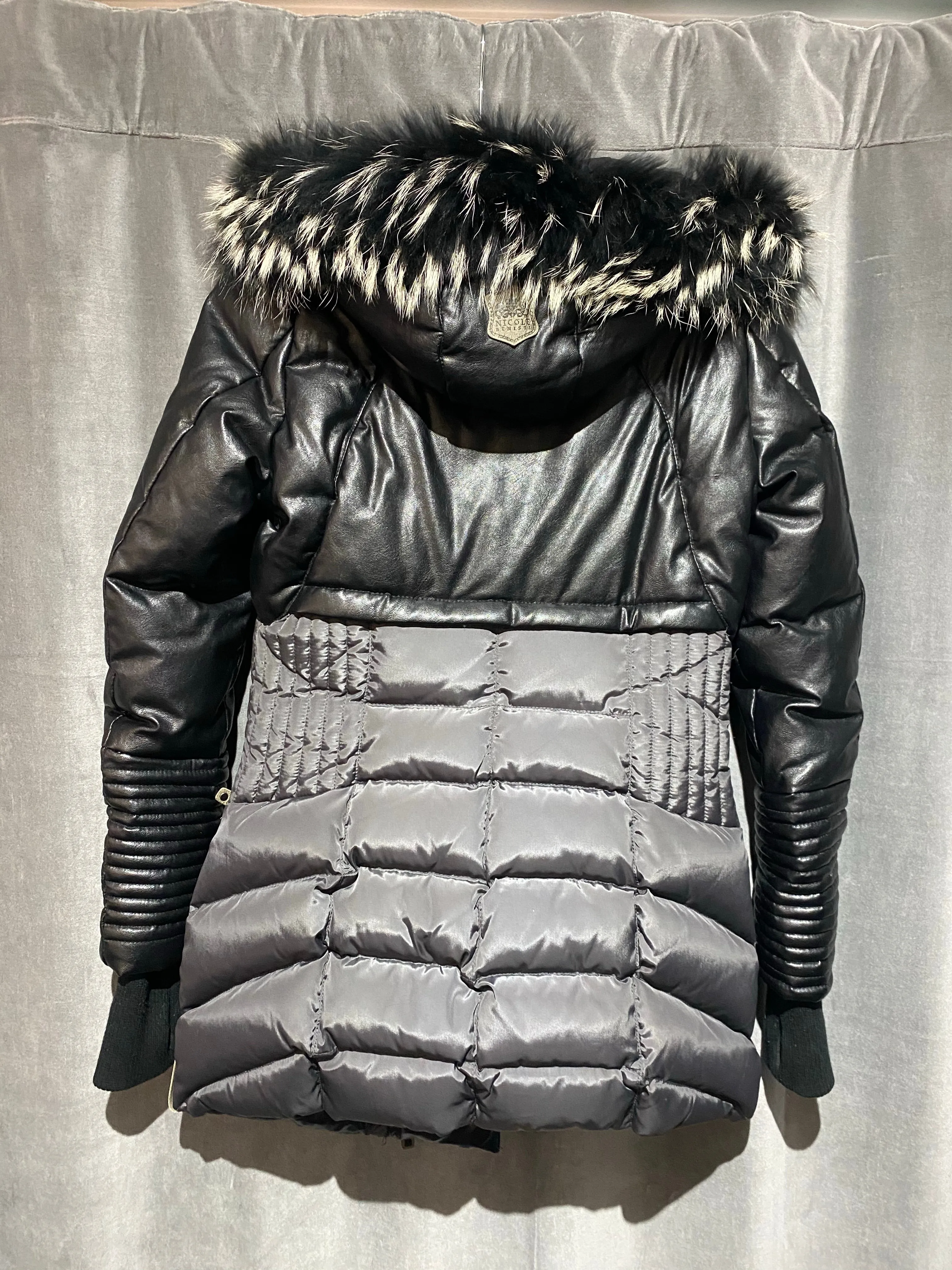 Nicole Benisti Black Hooded Off Center Zip Puffer Coat