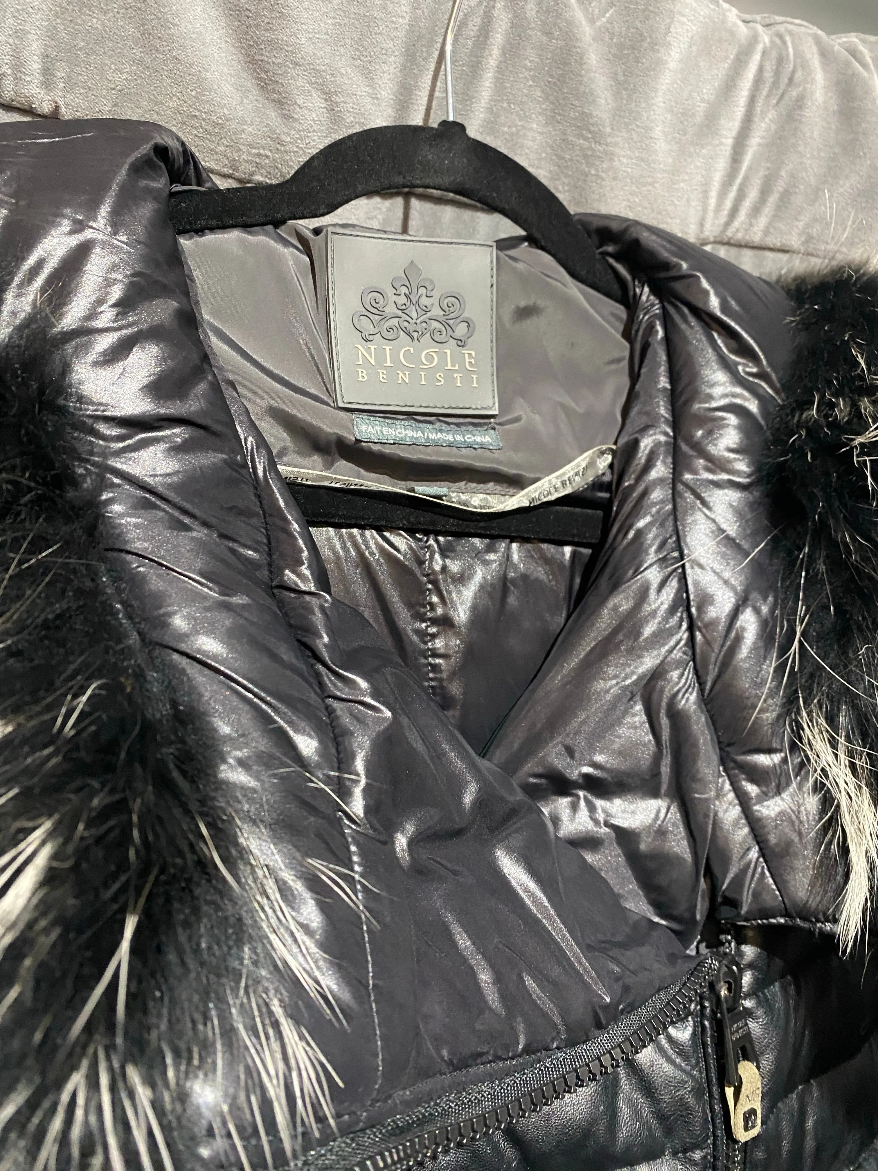 Nicole Benisti Black Hooded Off Center Zip Puffer Coat