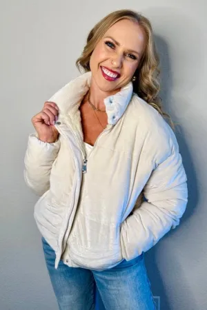 Nina Velour Puffer Sherpa Jacket