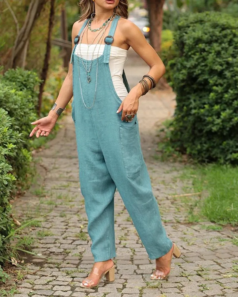 O ring Decor Criss Cross Suspender Jumpsuit