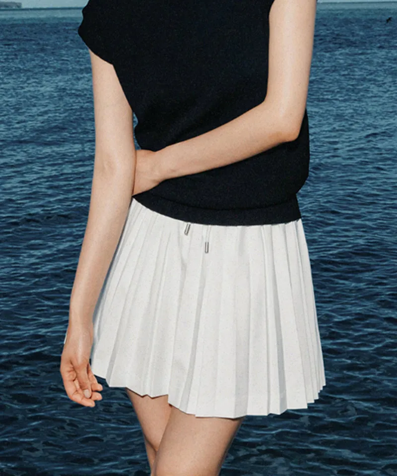 OBER Golf Banding Pleated Skirt - White