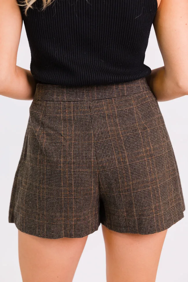 Perfect Example Mocha Pleated Plaid Skort FINAL SALE
