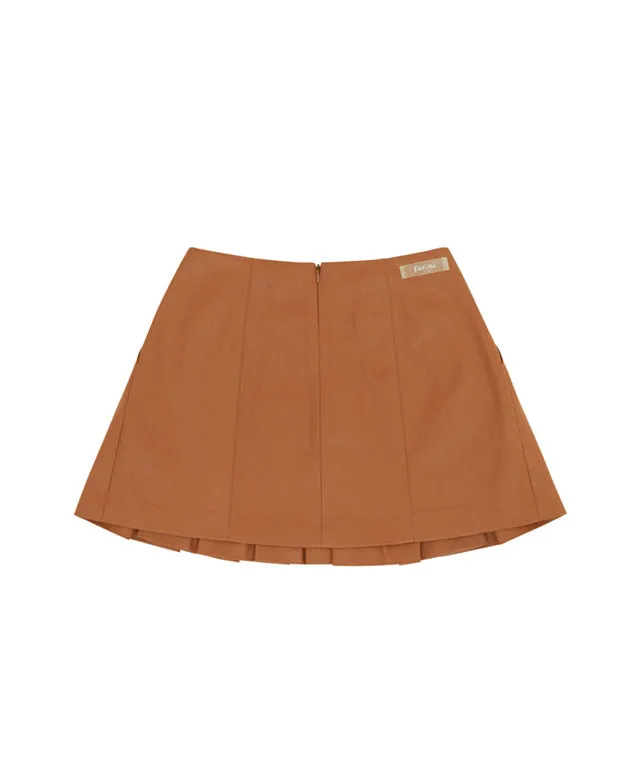PIV'VEE Coated Pleated Skirt - Squirrel Brown