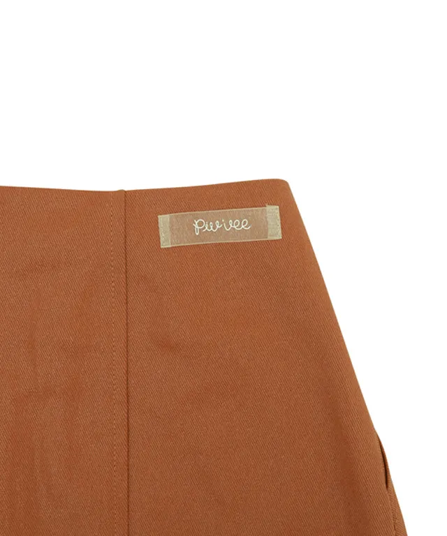 PIV'VEE Coated Pleated Skirt - Squirrel Brown