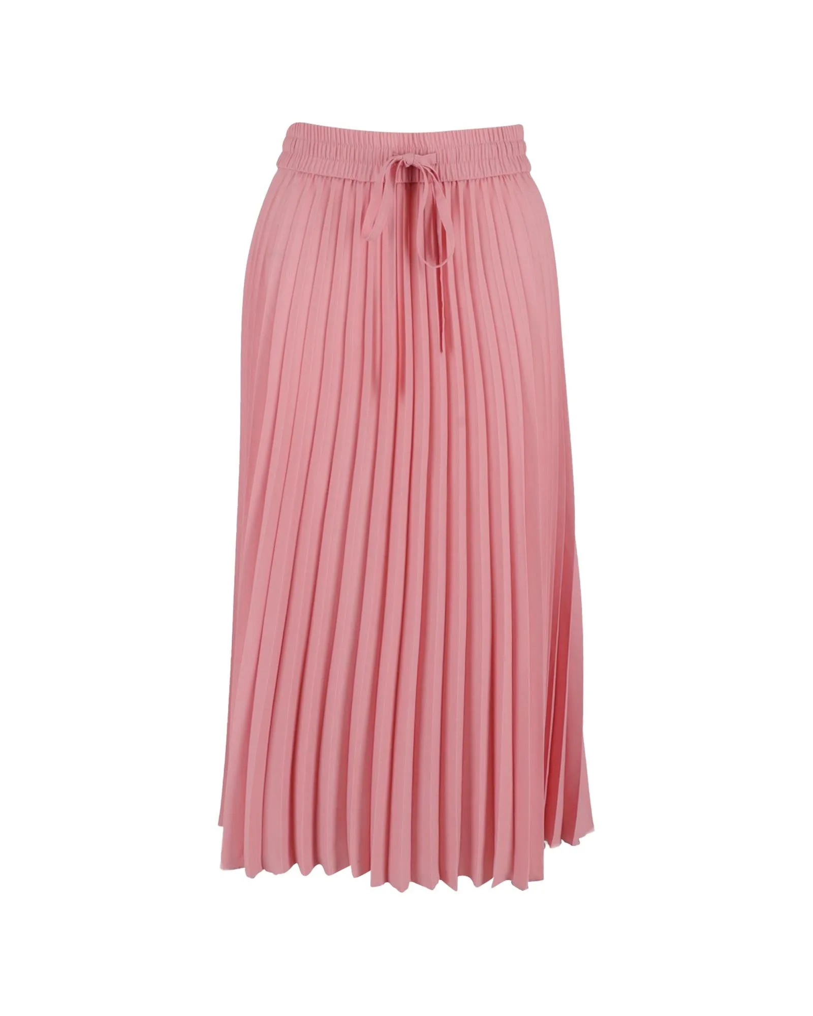 Pleated Midi Skirt Drawstring Waist