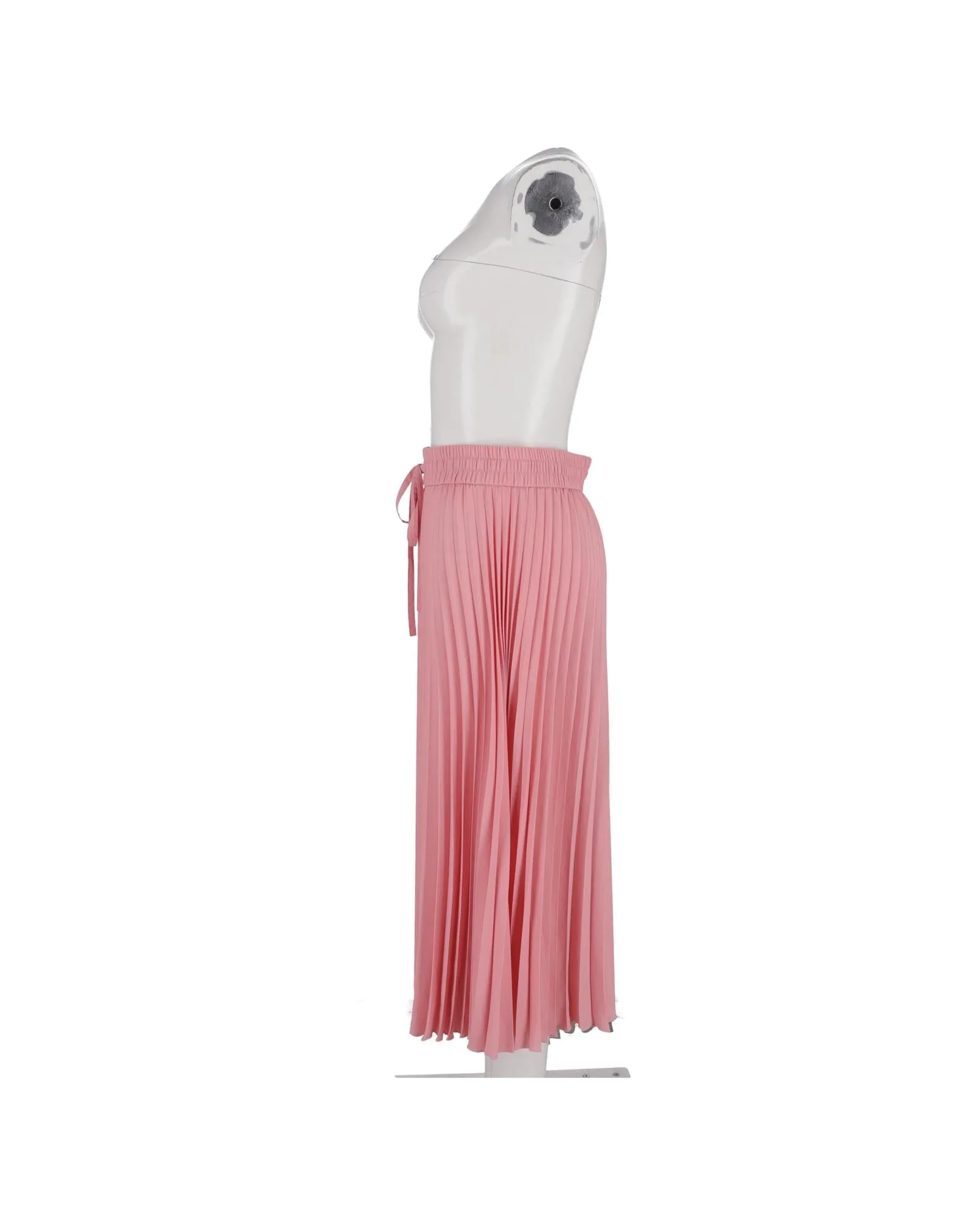 Pleated Midi Skirt Drawstring Waist