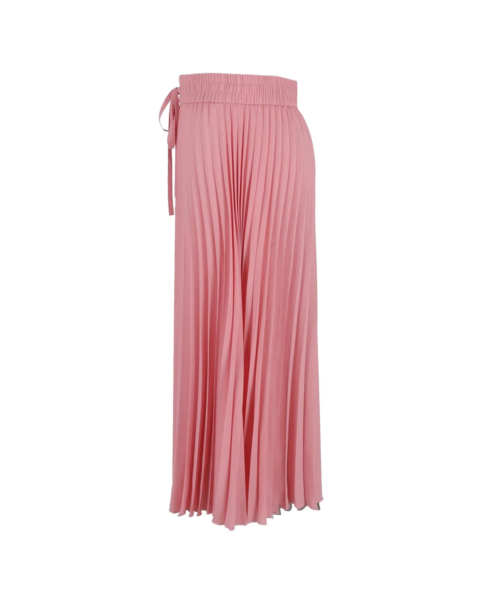 Pleated Midi Skirt Drawstring Waist