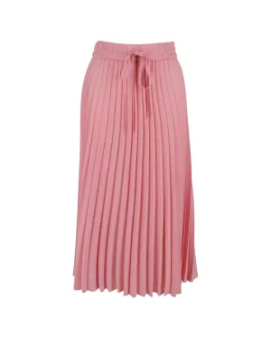 Pleated Midi Skirt Drawstring Waist