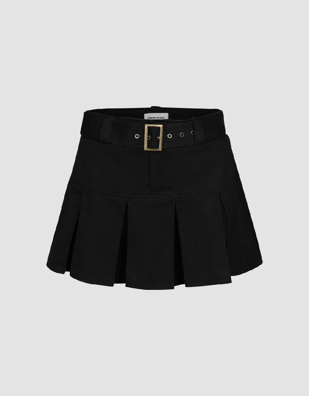 Pleated Mini A-Line Skirt With Belt