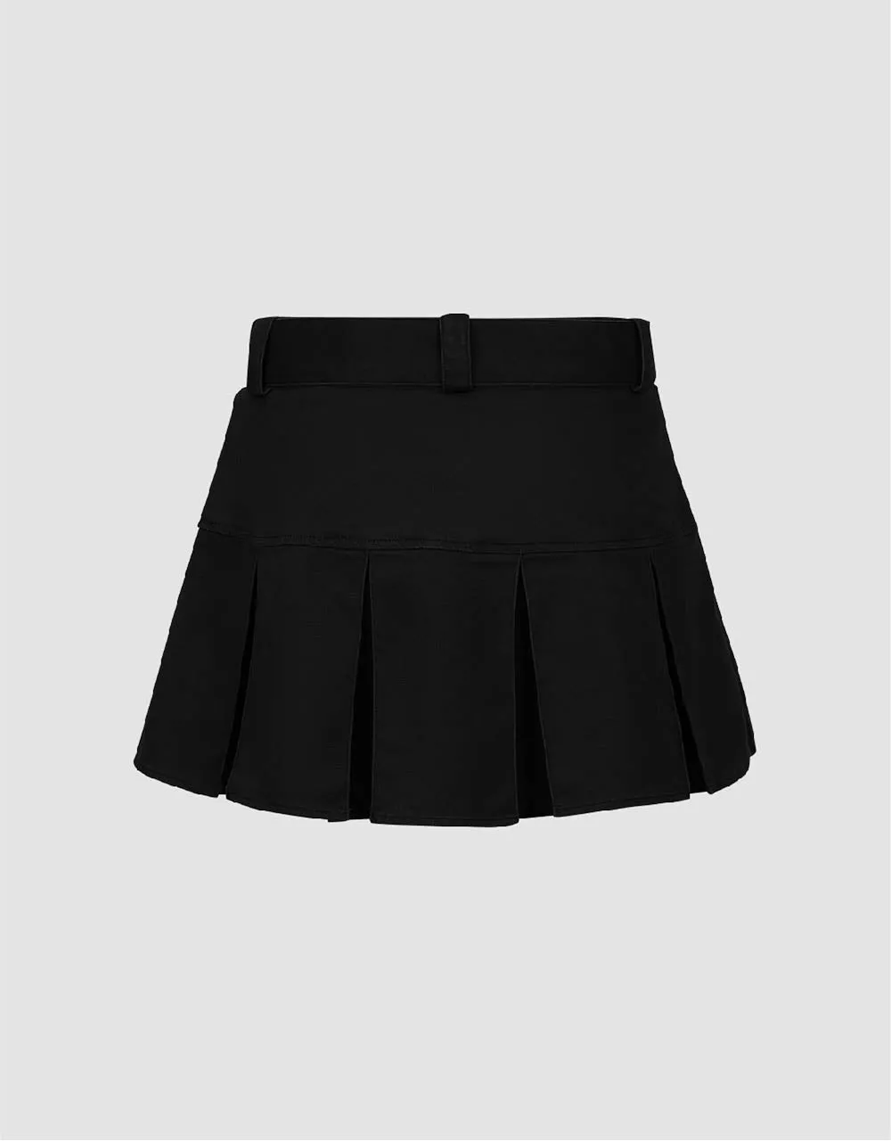 Pleated Mini A-Line Skirt With Belt