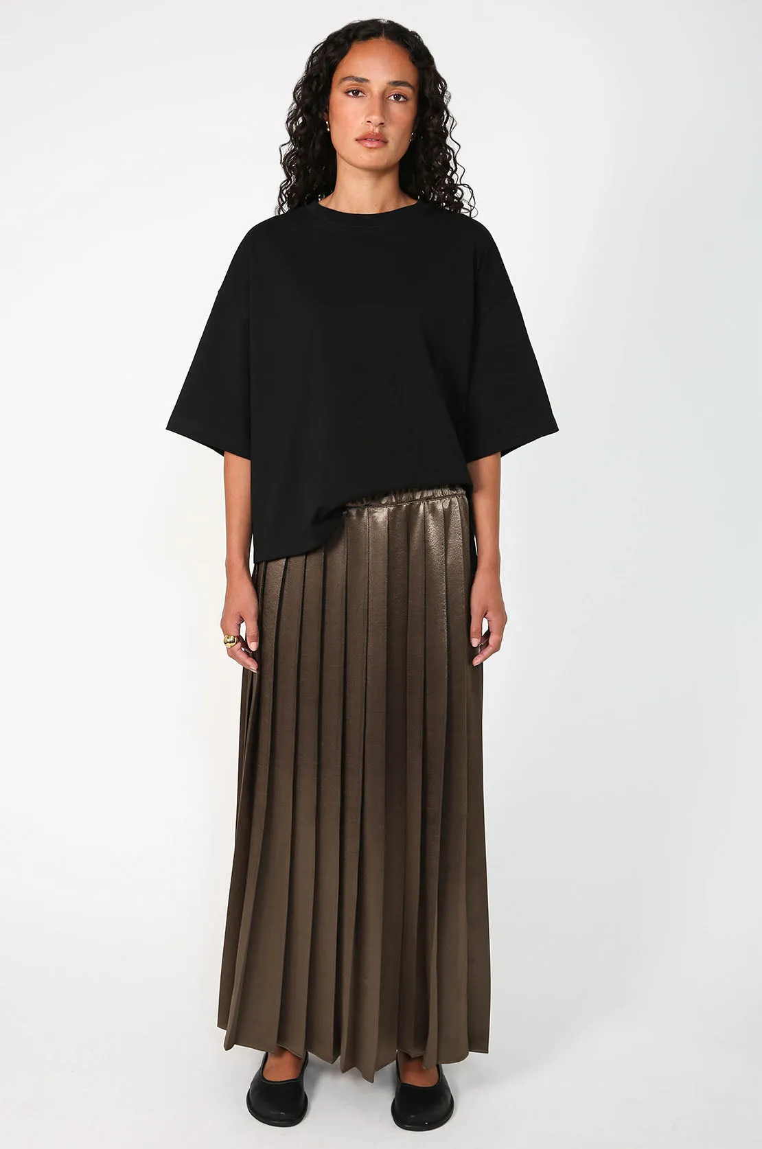 pleating skirt / cedar brown