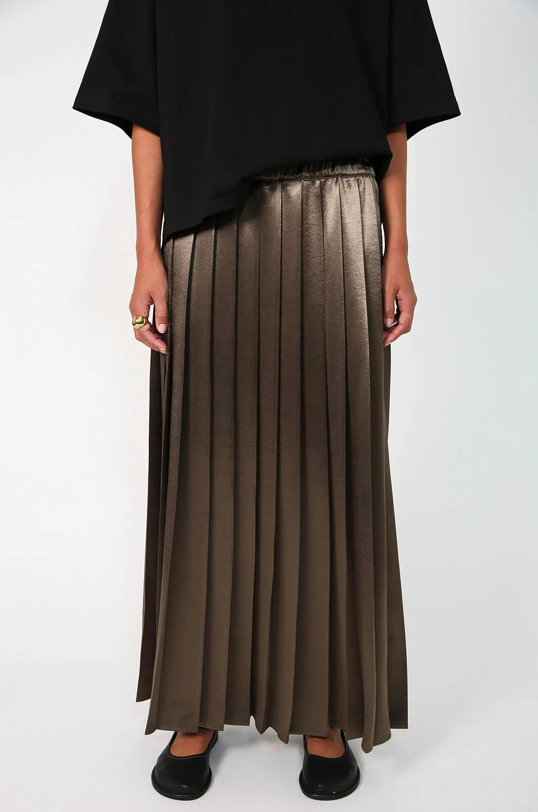 pleating skirt / cedar brown