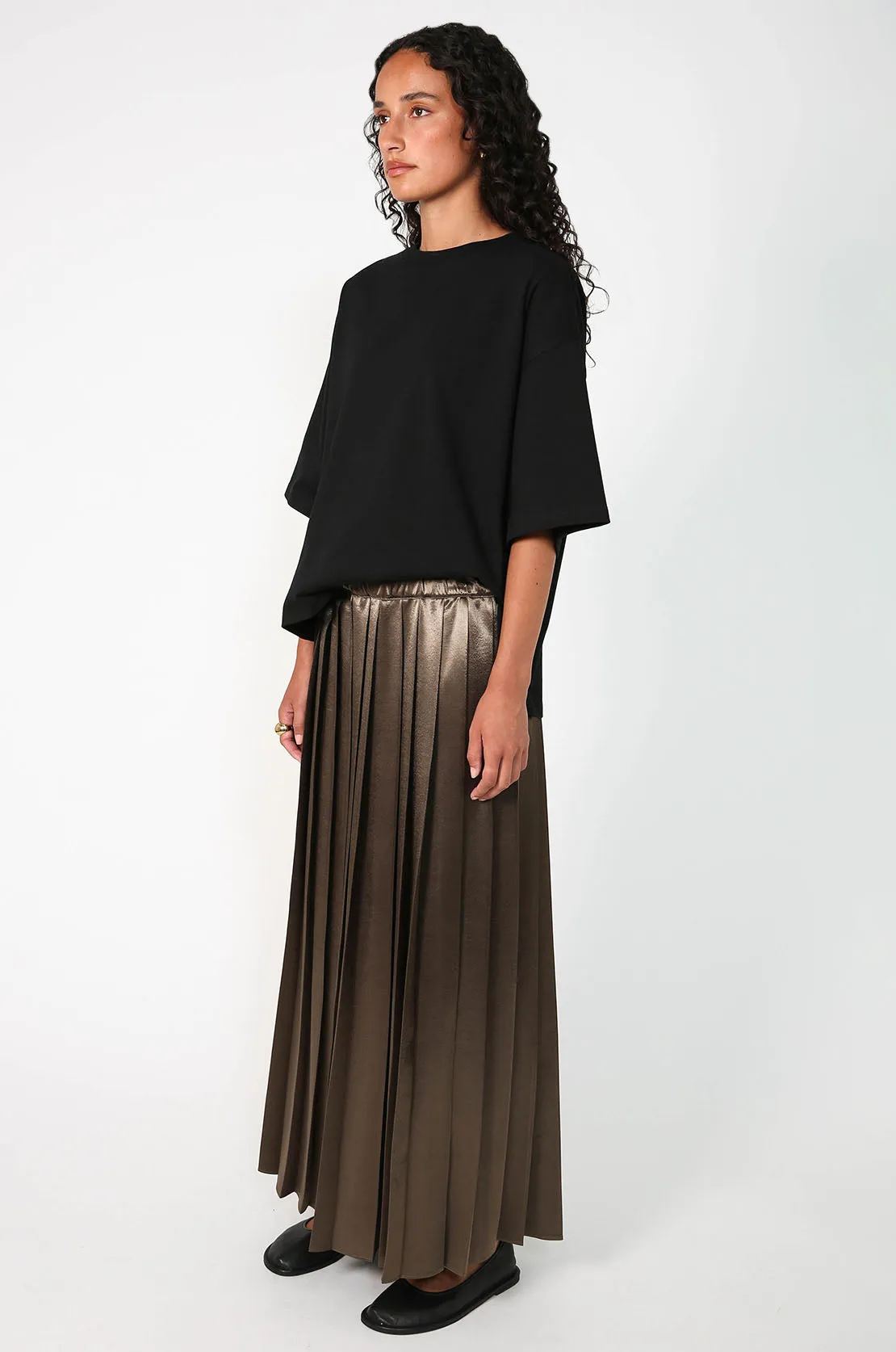 pleating skirt / cedar brown