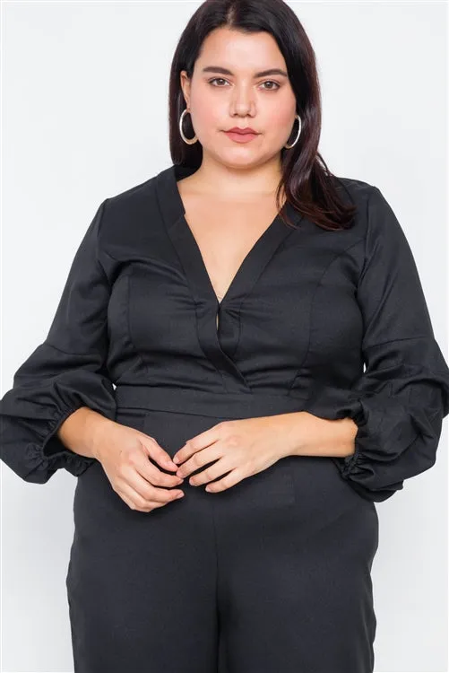 PLUS || Puff Sleeve Jumpsuit | Black