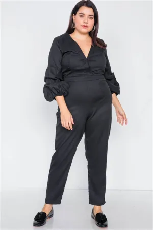 PLUS || Puff Sleeve Jumpsuit | Black