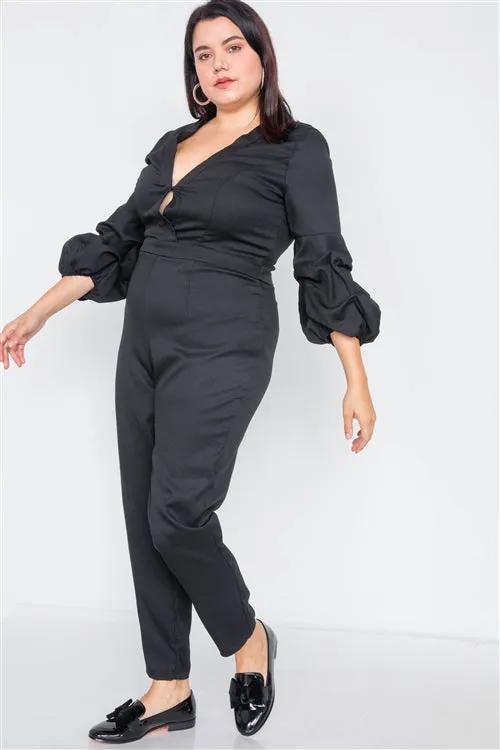 PLUS || Puff Sleeve Jumpsuit | Black