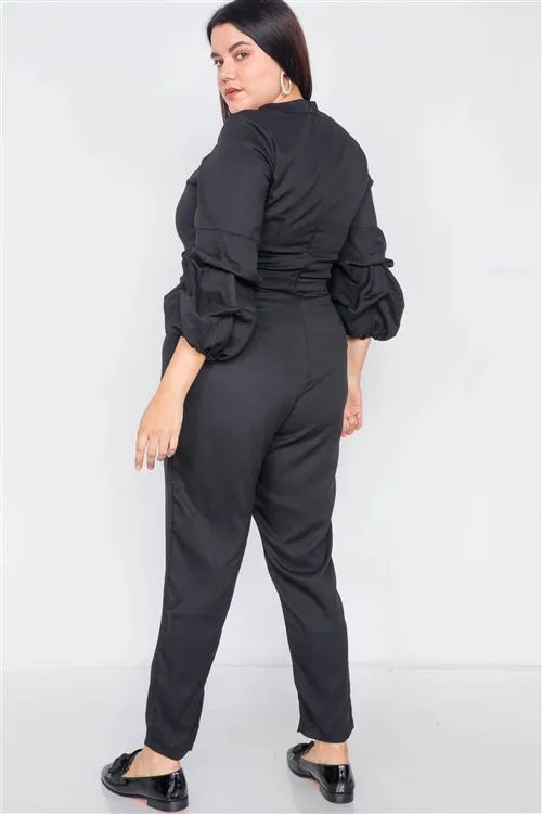 PLUS || Puff Sleeve Jumpsuit | Black