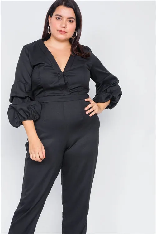 PLUS || Puff Sleeve Jumpsuit | Black