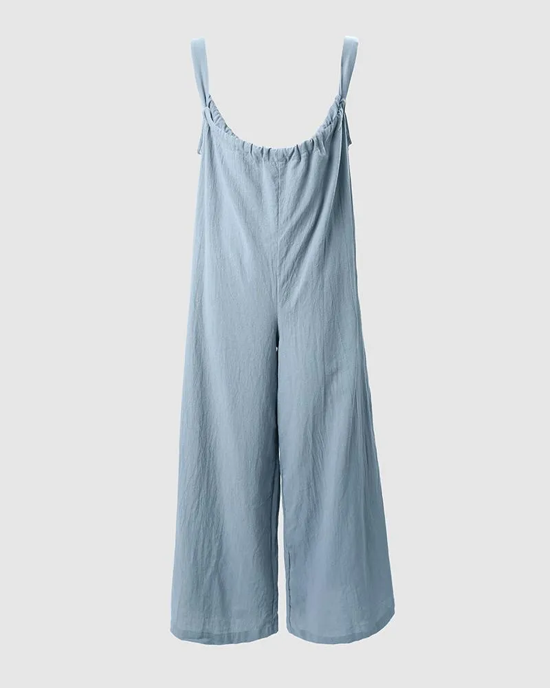 Pocket Design Wide Leg Suspender Jumpsuit
