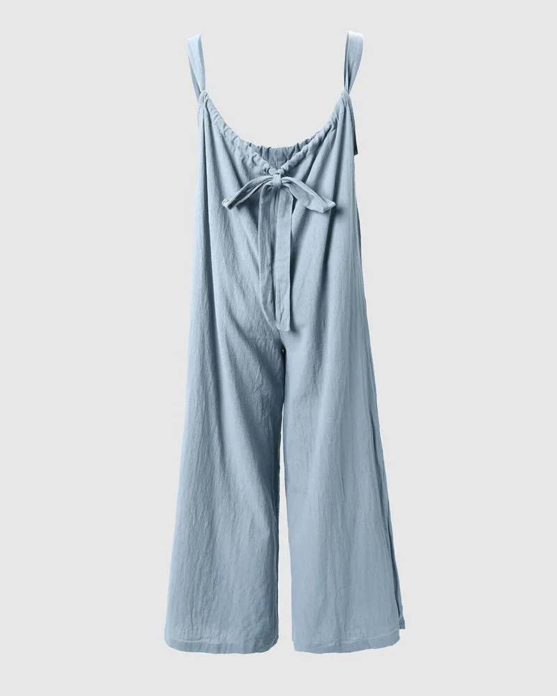 Pocket Design Wide Leg Suspender Jumpsuit