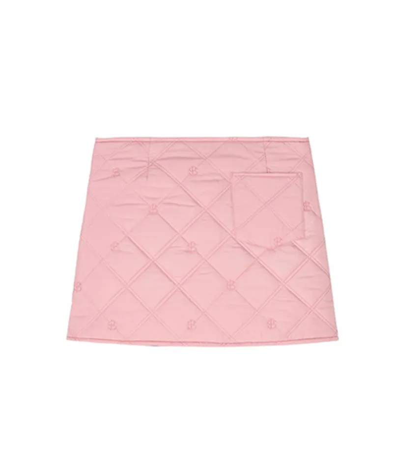 POSHERD Logo Quilted Reversible Padded Wrap Skirt -  Wine/Pink