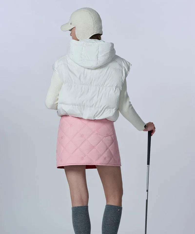 POSHERD Logo Quilted Reversible Padded Wrap Skirt -  Wine/Pink