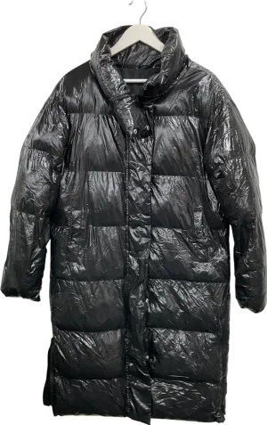 PrettyLittleThing Black Vinyl Puffer Coat UK S