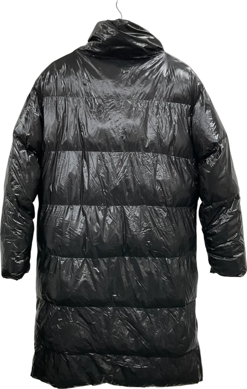 PrettyLittleThing Black Vinyl Puffer Coat UK S