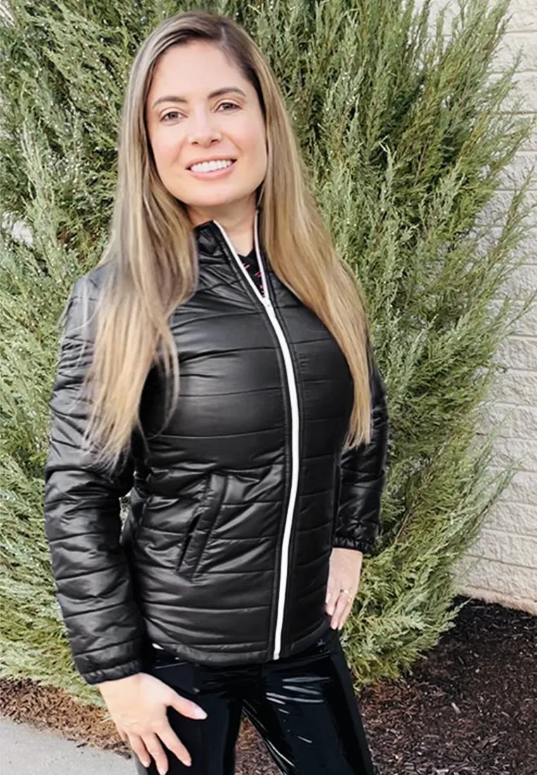 puffer jacket with zipper closure