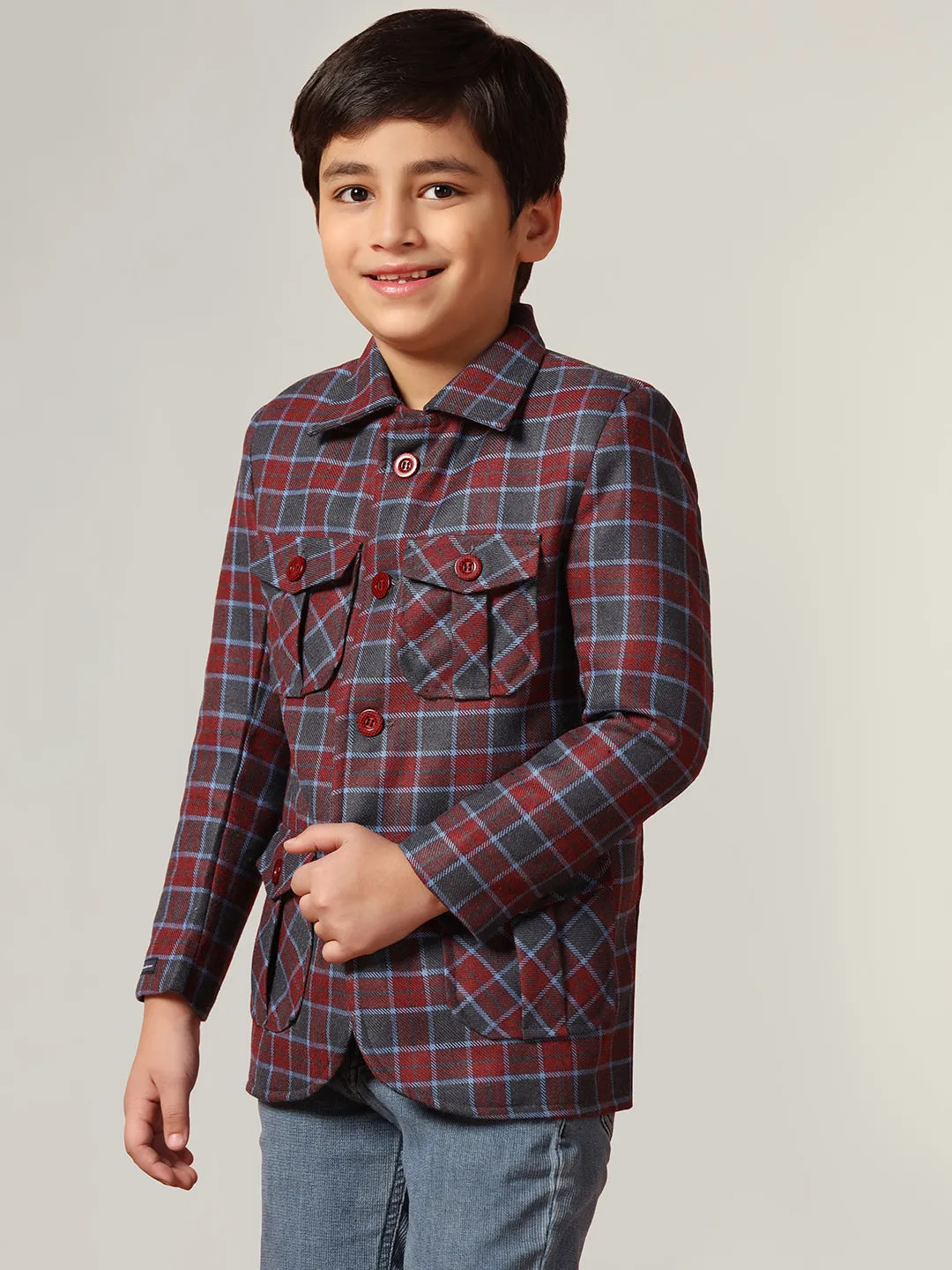 Purple Tweed Checked Jacket
