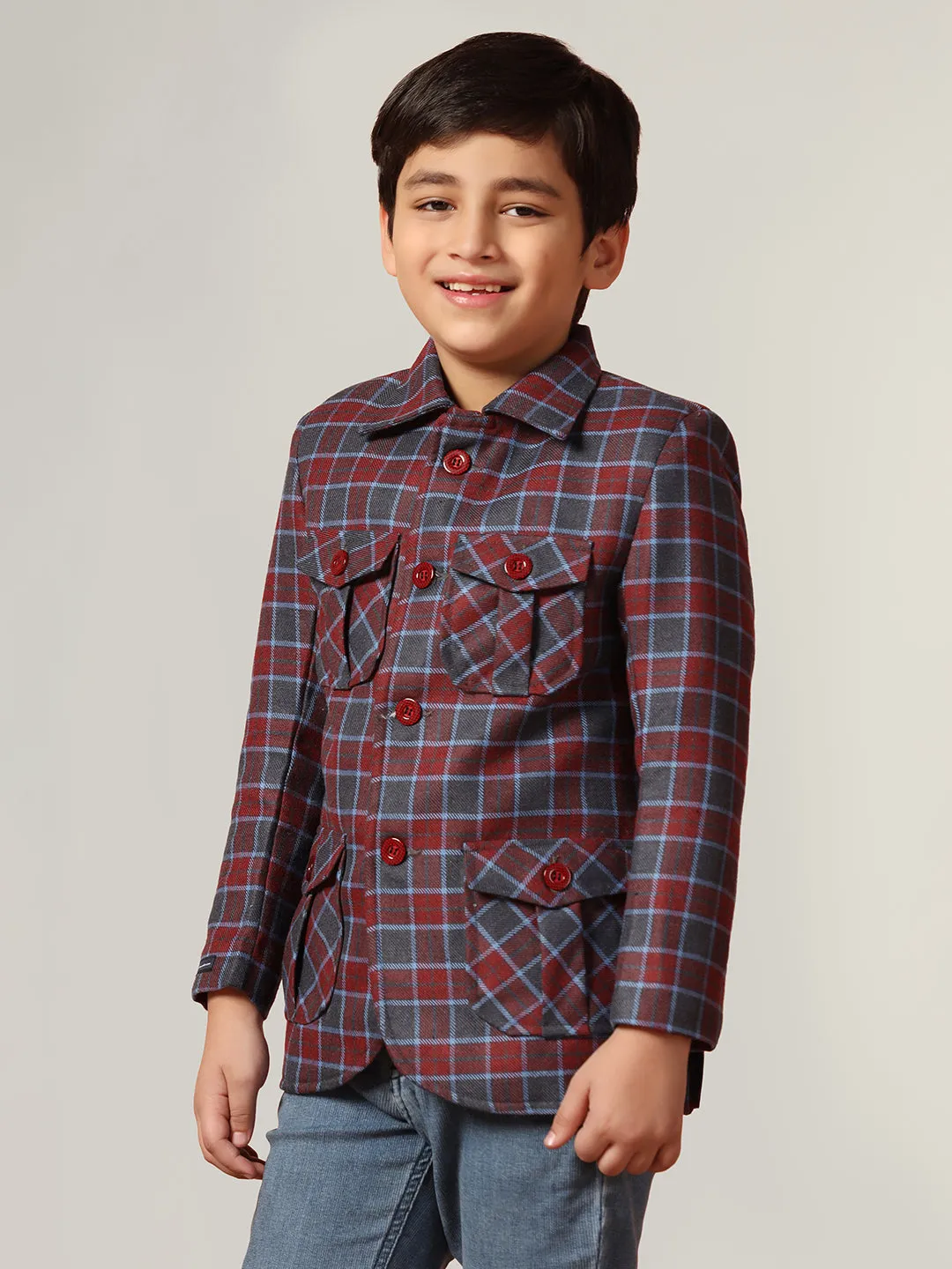 Purple Tweed Checked Jacket