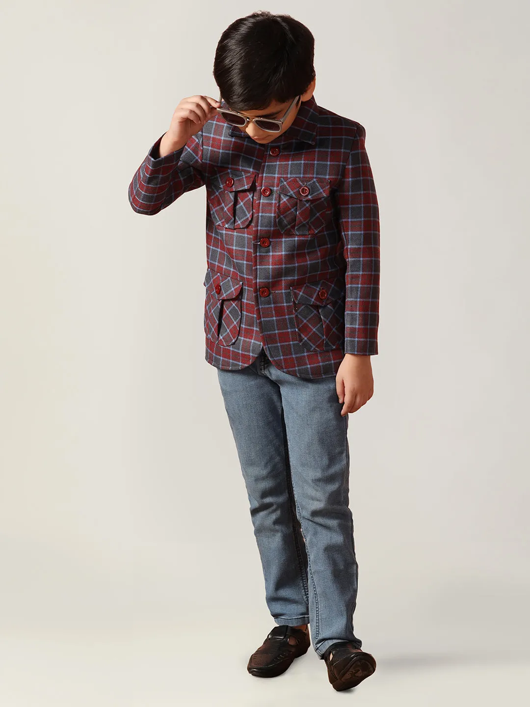 Purple Tweed Checked Jacket